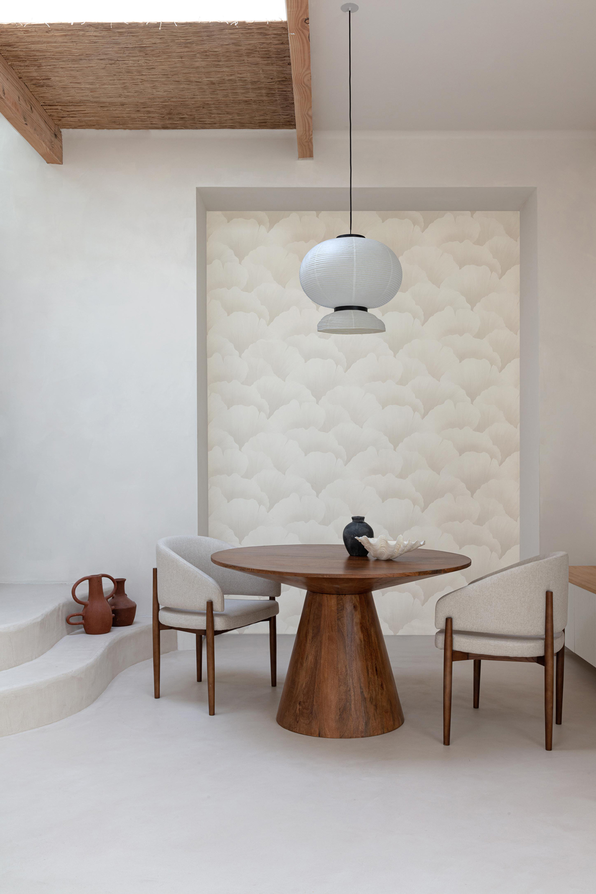 Papier peint Pétale Contemporain blanc lin irisé - Maya de Montecolino | Réf. MC-BZ3001