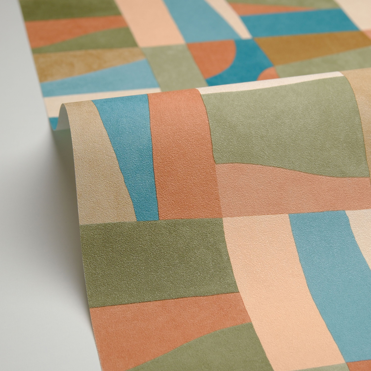Papier peint Géométrique Aix terracotta vert - Azur de Casélio AMBV | Réf. AZU105463689