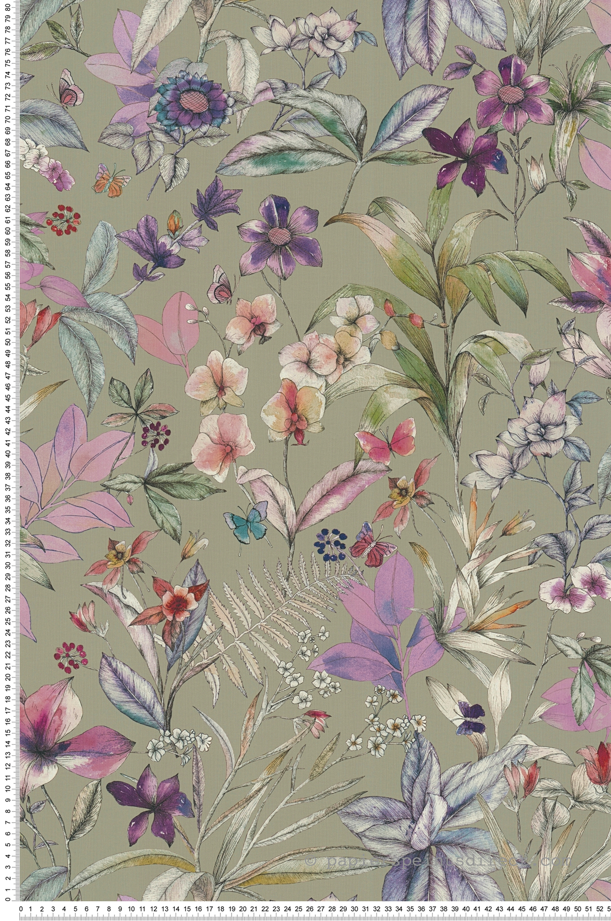 Papier peint Feuillage Bucolique vert violet - Pintwalls 3 d'A.S. Création | Réf. AS-791873