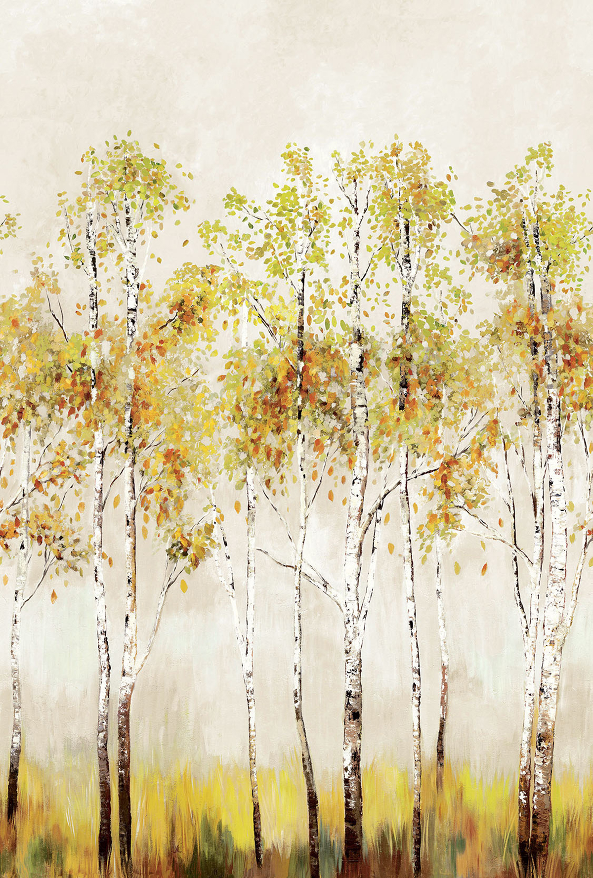 Papier peint panoramique Arbre en Peinture vert jaune - Daisy Bennett d'Initiales | Réf. INI-DB31006M