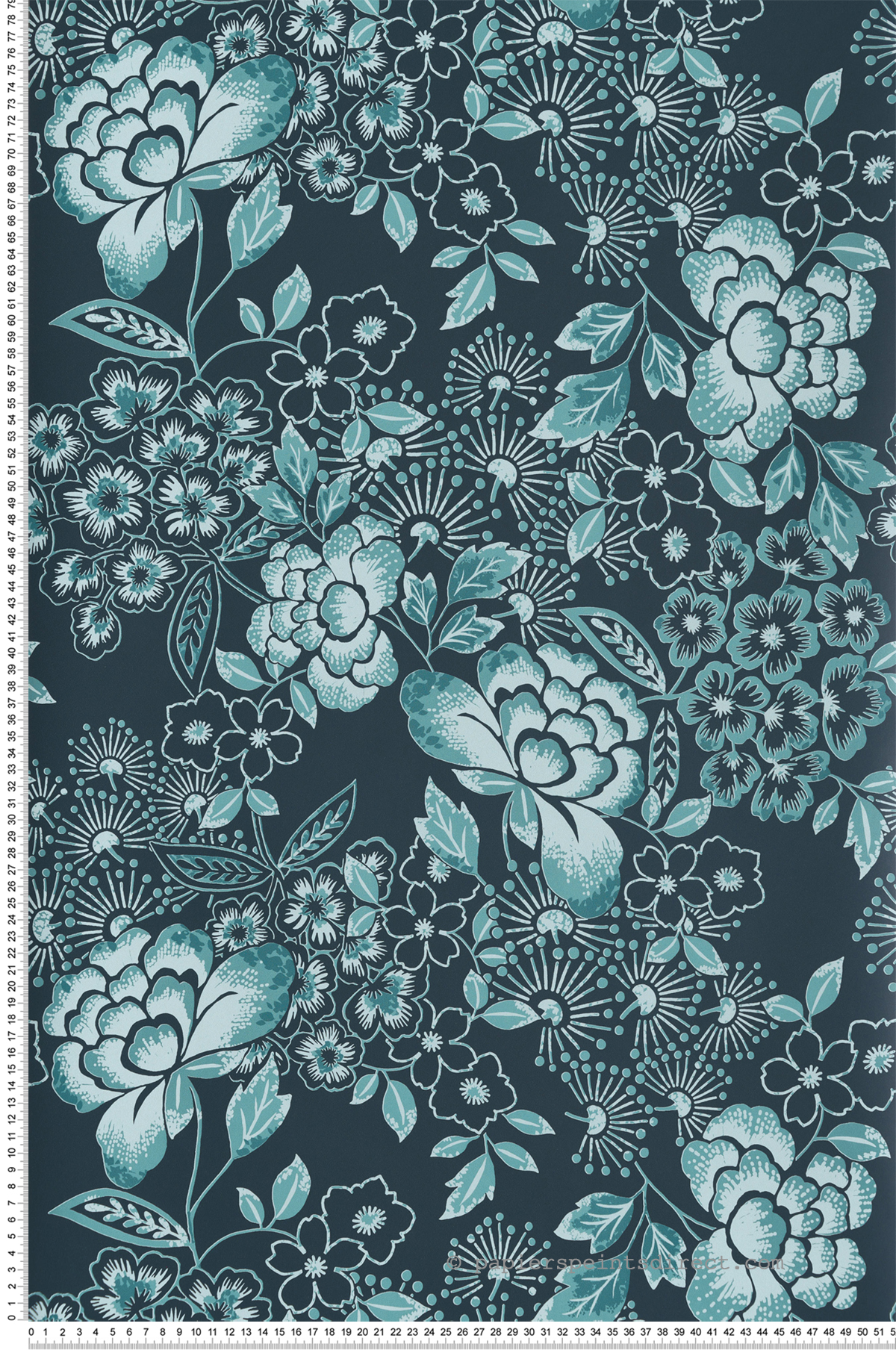 Papier peint Fleurs Blossom bleu nuit canard - Happy de Lutèce | Réf. LTC-FD26300