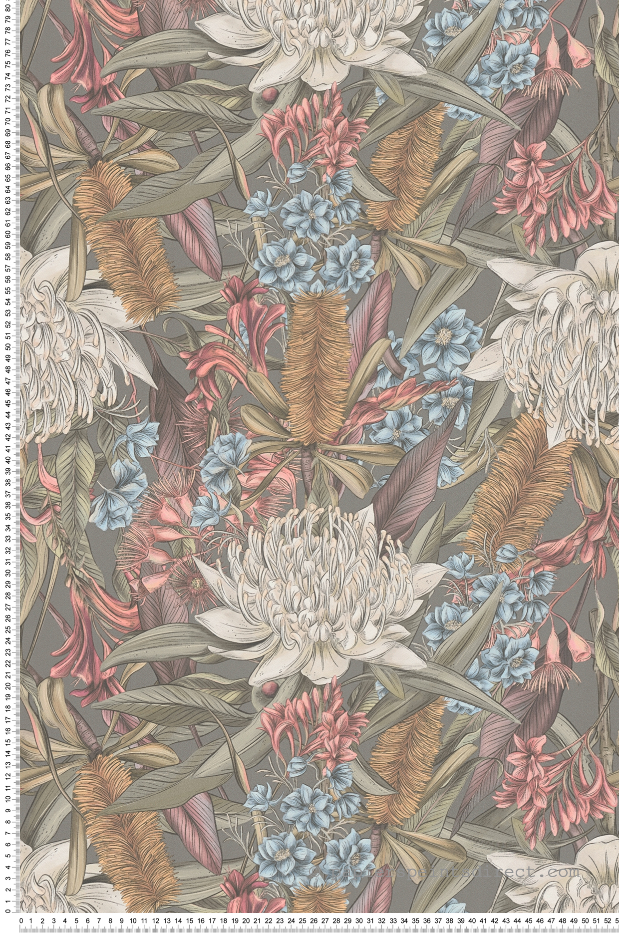 Papier peint Fleuri Tropical vert sauge - Drawn Into Nature d'A.S. Création | Réf. AS-394283