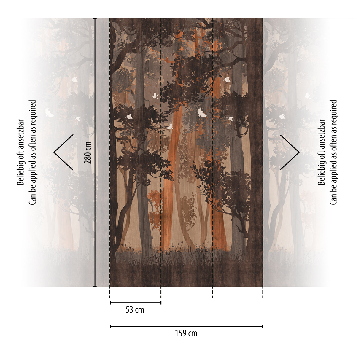 Papier peint panoramique Forêt Oiseaux marron - The Wall 2 d'A.S. Création AMB2 | Réf. AS-392371