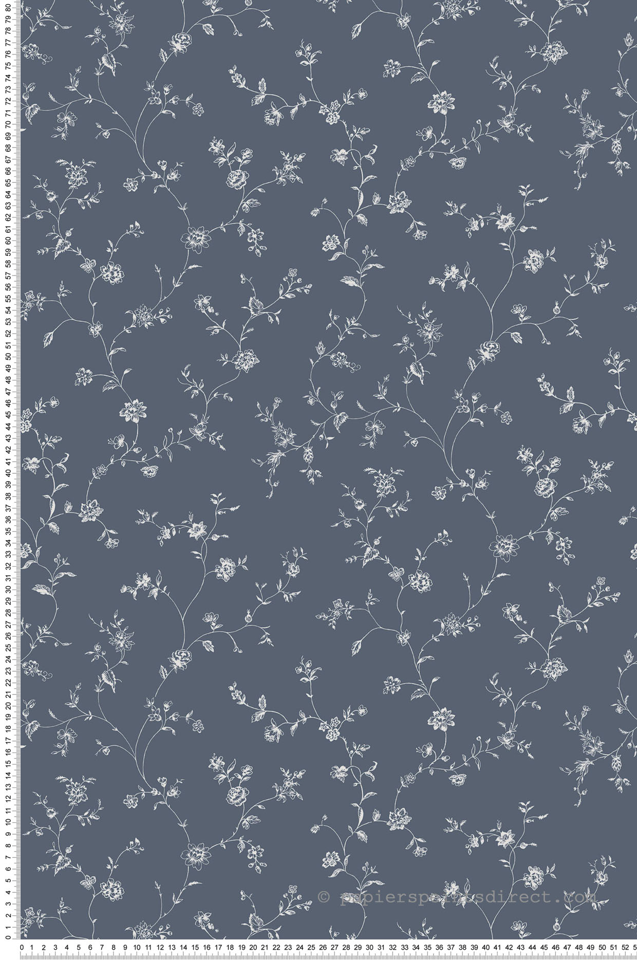 Papier peint fleurs Rosier Treille fond bleu marine - Miniatures de Lutèce | Réf. LTC-G67863