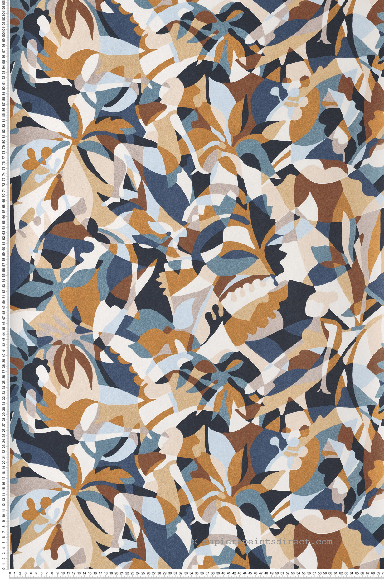 Papier peint Femme Abstrait Plongeon bleu camel - L'Ile aux Oiseaux de Casamance | Réf. CAS-75880916