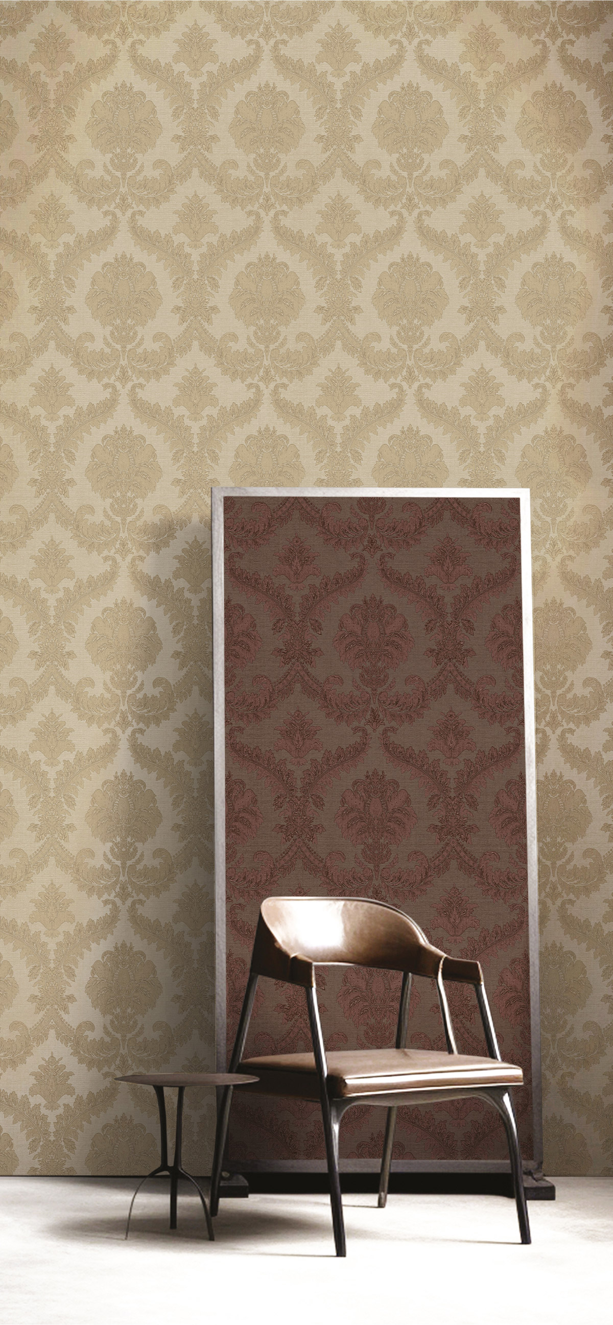 Papier peint Médaillon Baroque beige brun camomille - Opera de Montecolino | Réf. MC-OP33334