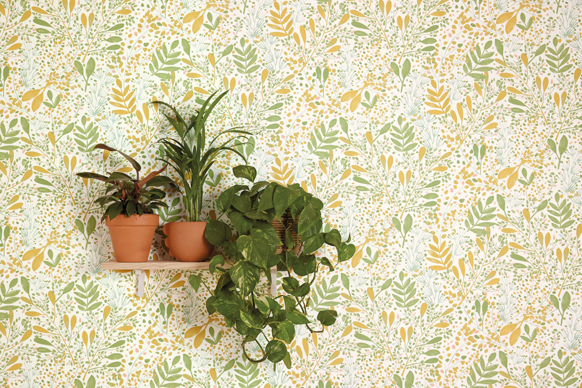 Papier peint Feuilles Joy vert curry - Green Life 2 de Casélio | Réf. GNL2101690369