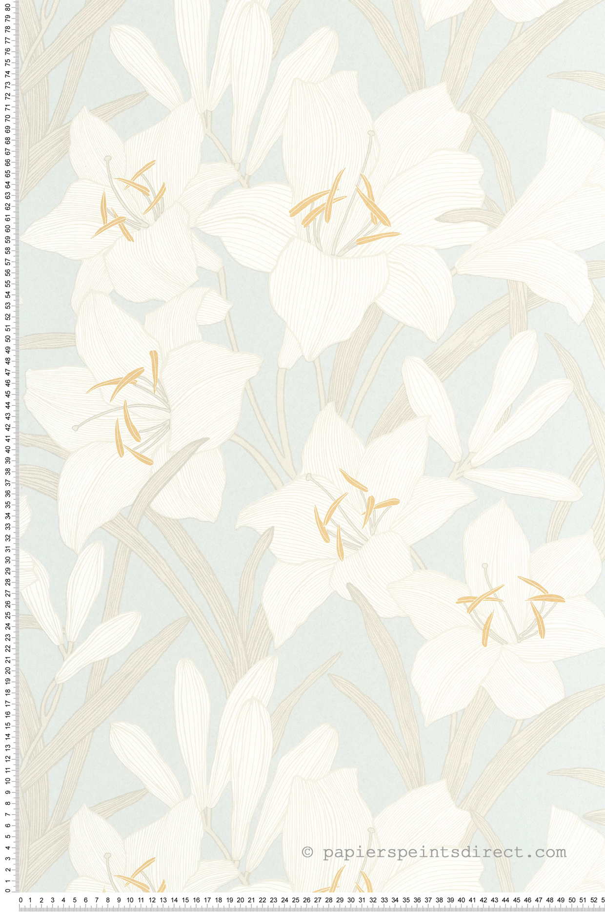 Papier peint Fleur Clair de Lys bleu doux - Le Beau Jardin de Casadéco | Réf. BJAR202586127