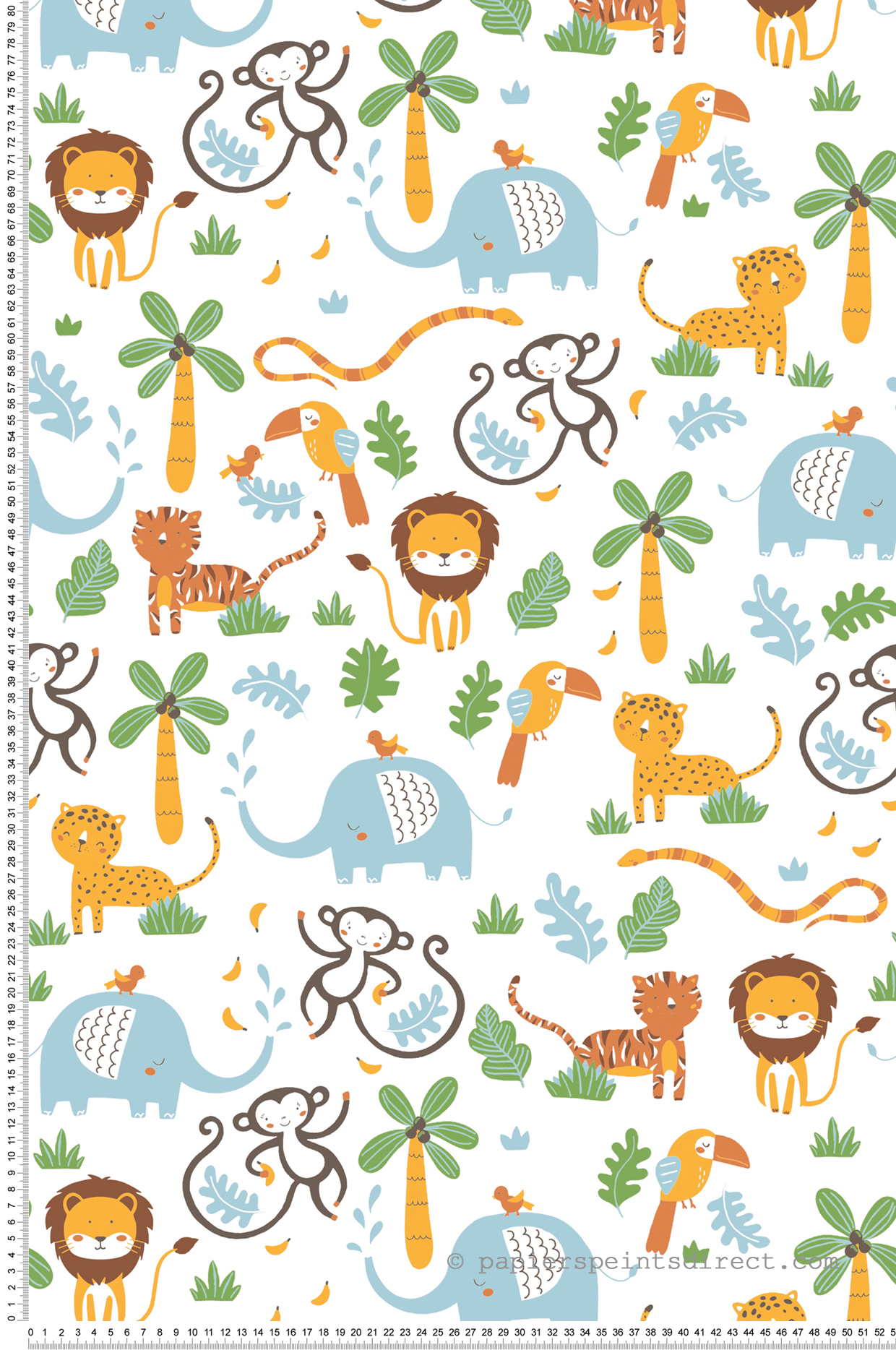 Papier peint enfant Animaux Jungle blanc - Little Love d'A.S. Création | Réf. SP15644