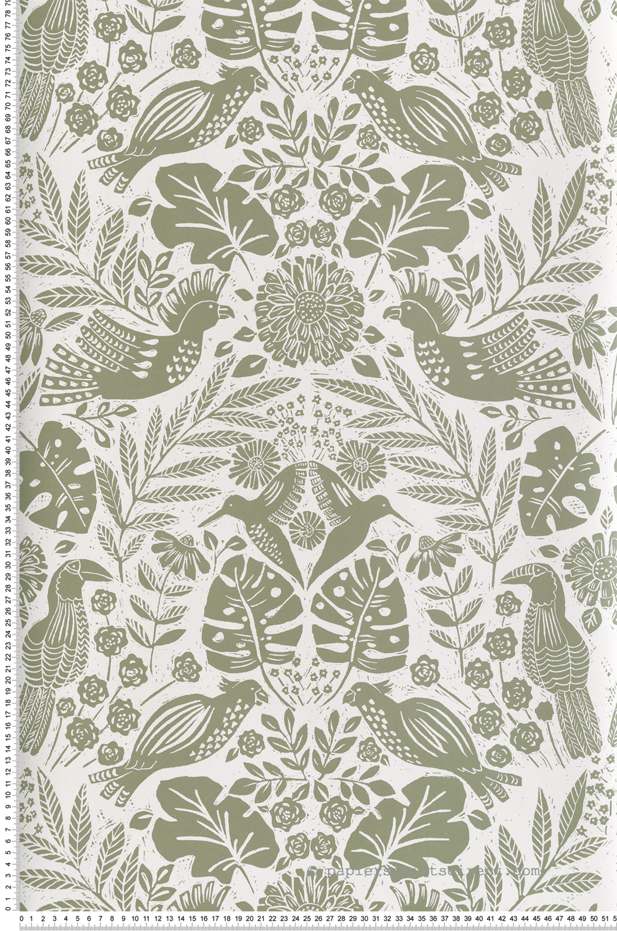 Papier peint Nature Gravure Tropical vert - Harmony de Lutèce | Réf. LTC-FD27005