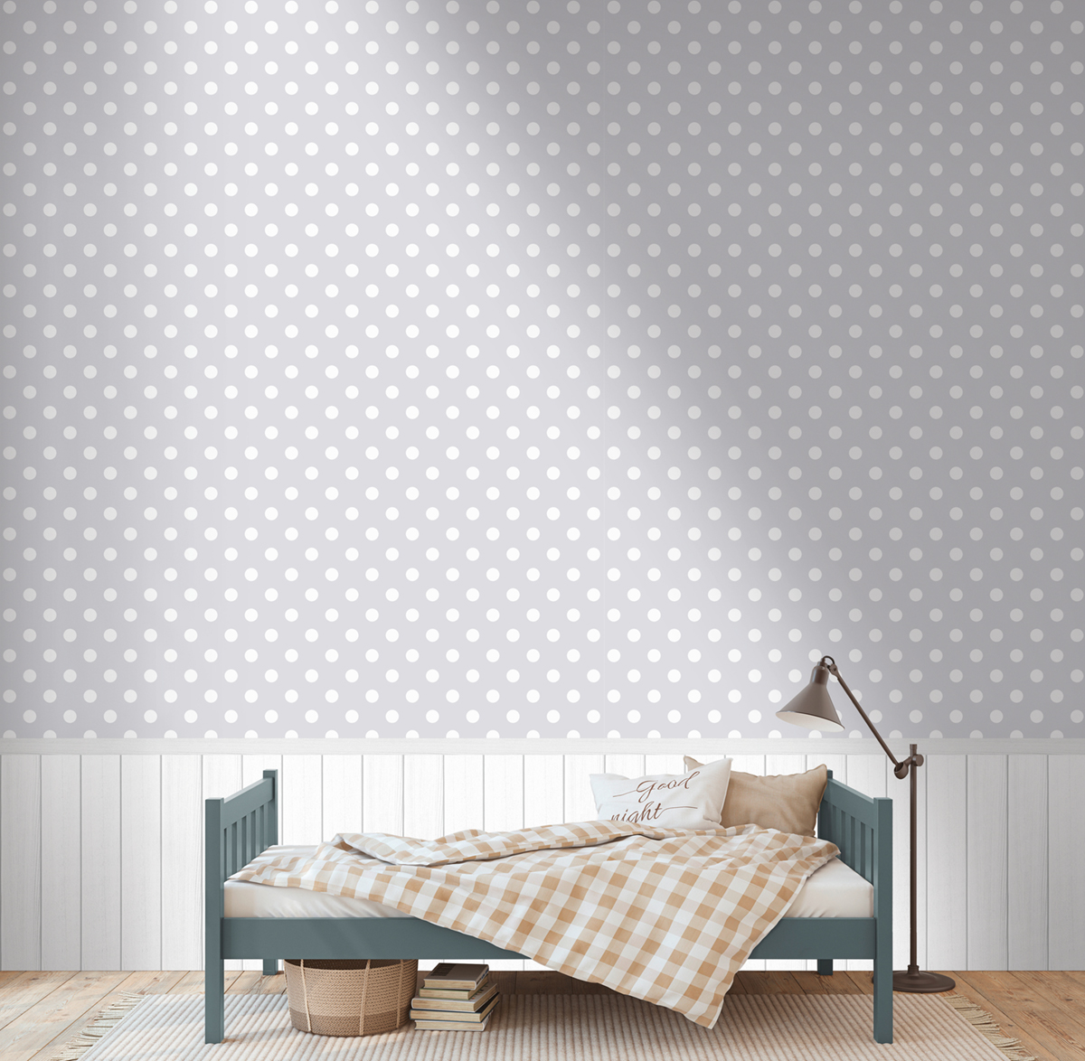 Papier peint panoramique Pois Soubassement gris - Wallpanel d'A.S. Création AMB2 | Réf. AS-398062