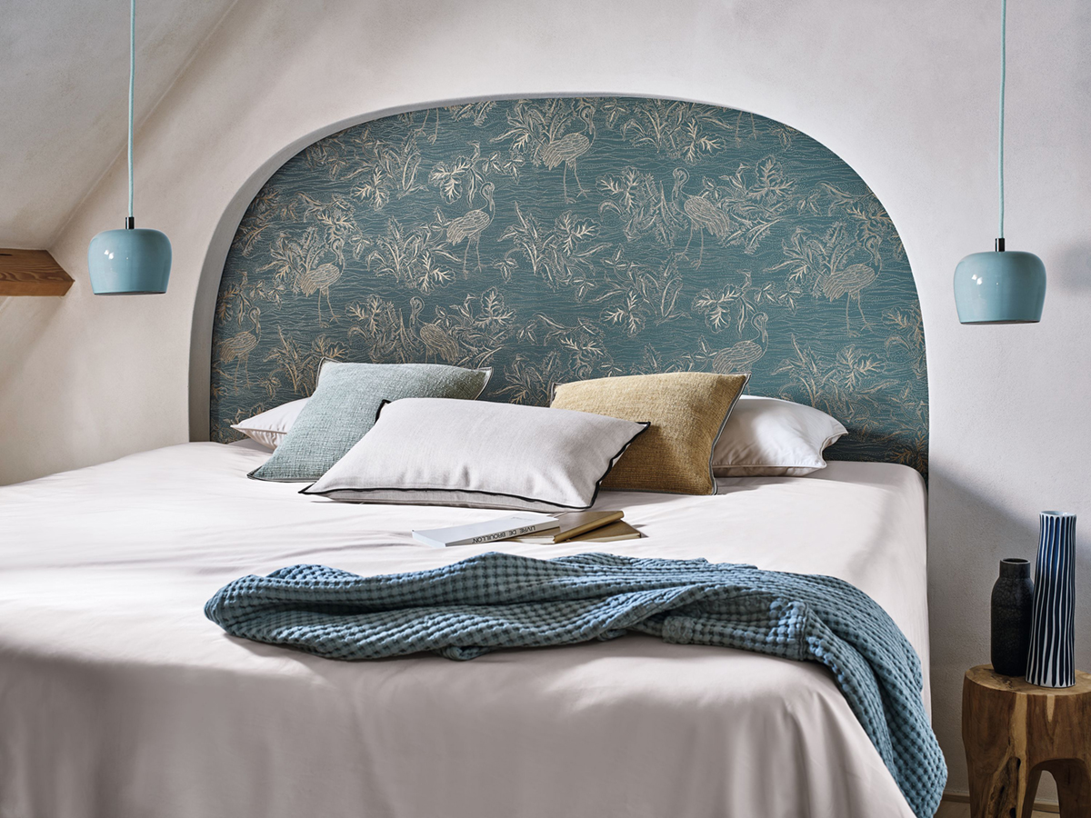 Papier peint Oiseau Pois Mirador bleu perçan doré - L'Ile aux Oiseaux de Casamance | Réf. CAS-75891630