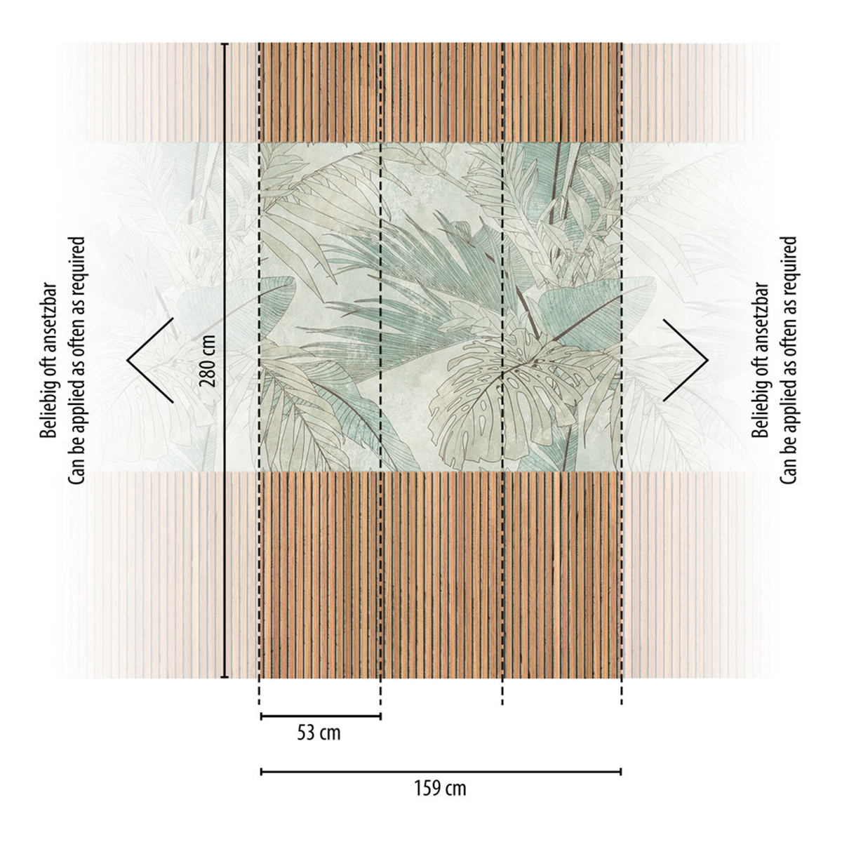 Papier peint panoramique Tasseau Bois Palmes- The Wall 3 d'A.S. Création AMB3 | Réf. AS-398541