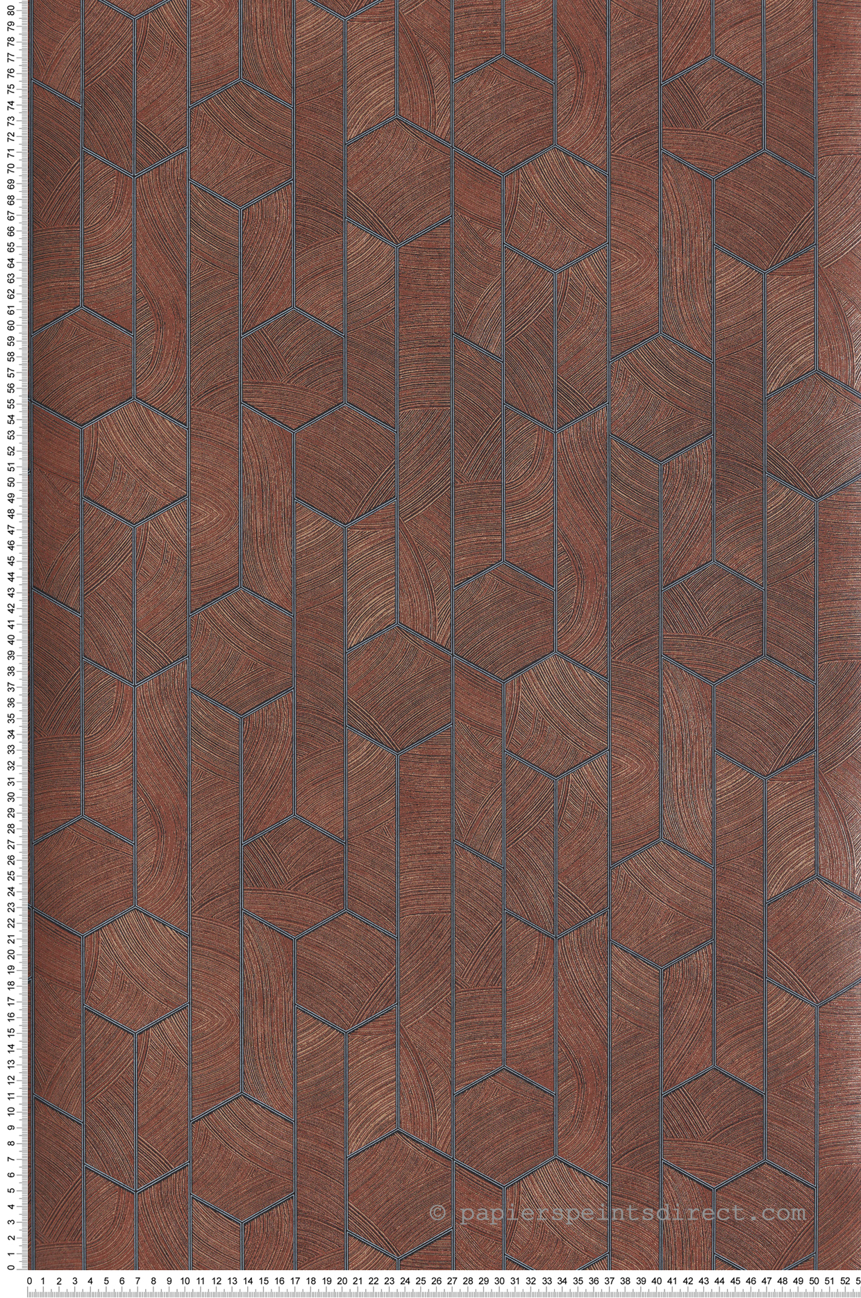 Papier peint Géométrique Kantha marron doré - Summer de Masureel | Réf. MAS-SUM106