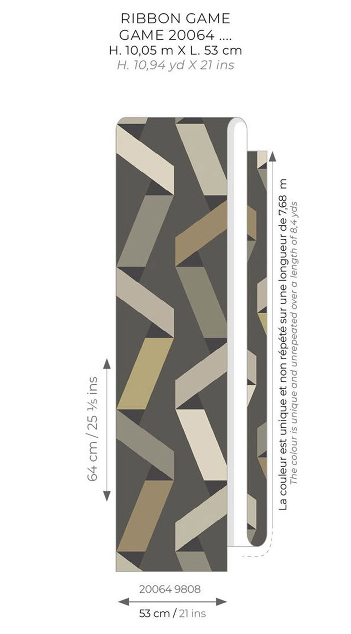 Papier peint Ligne Ribbon anthracite - Color Game de Casadéco AMB2| Réf. GAME200649808