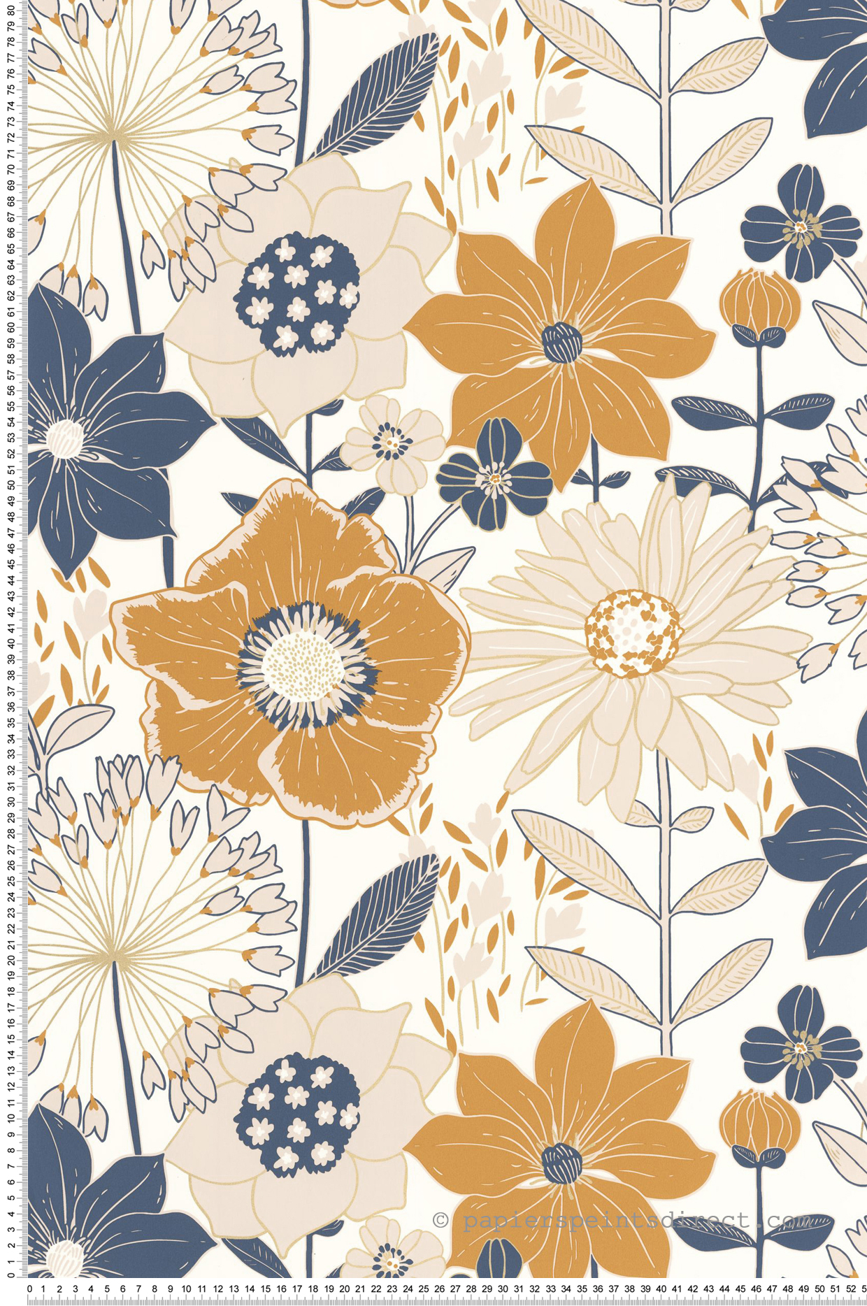 Papier peint Grande Fleur Immensité bleu orange doré - XXL de Casélio | Réf. XXL104556026