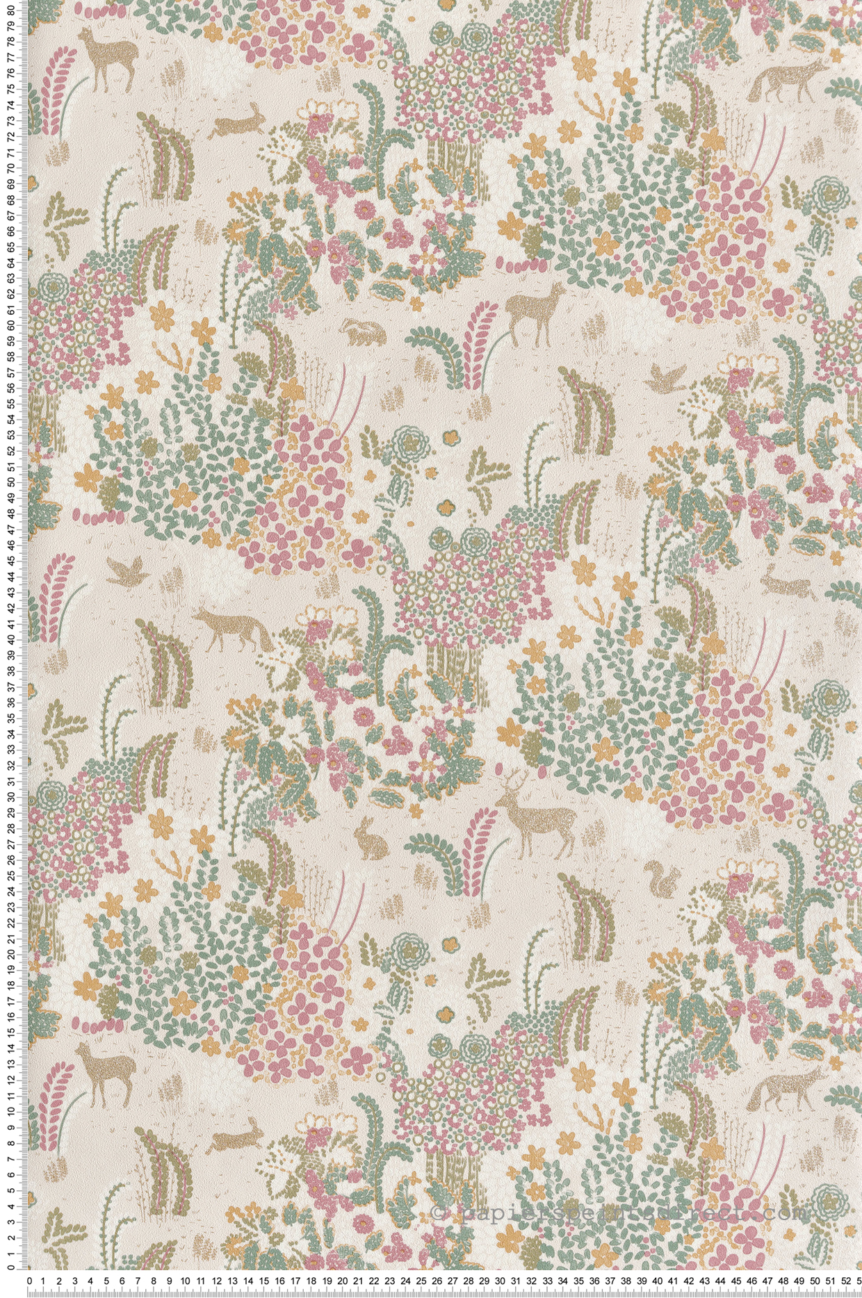 Papier Peint Animaux Forêt Wonderland rose doré - Flora d'Ugépa | Réf. UGP-M86703