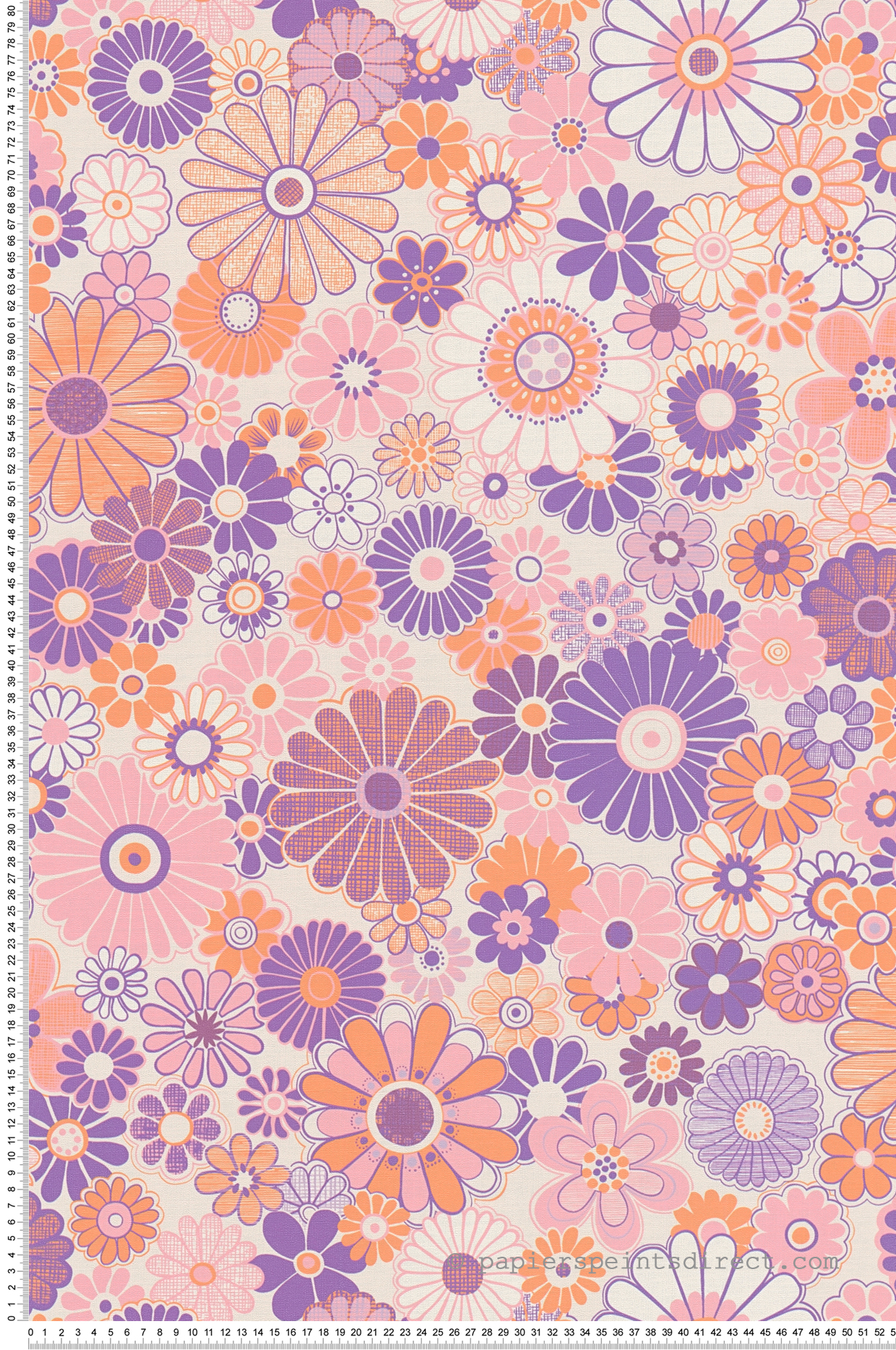 Papier peint Marguerite Vintage violet rose orange - Retro Chic d'A.S. Création | Réf. AS-395351