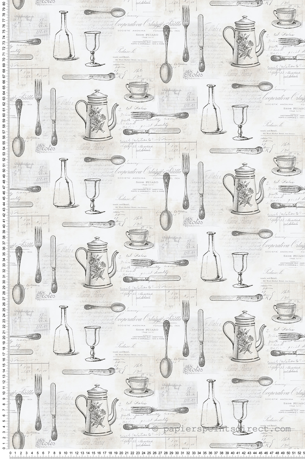 Papier peint Couverts Bistrot noir - Style Cuisine 3 de Lutèce | Réf. LTC-KE29939