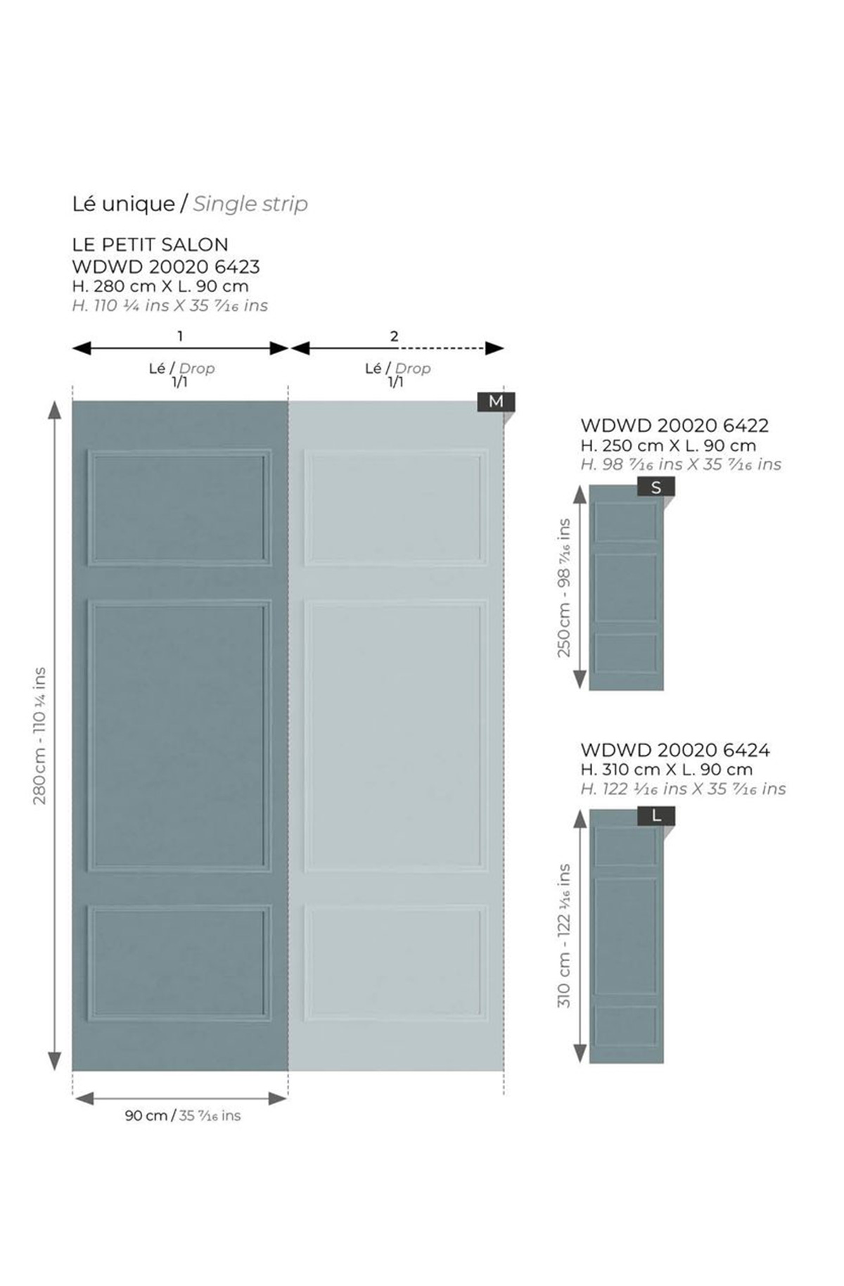 Papier peint panoramique Moulure Grand Salon L bleu orage 90X310 - Wonderwalls 2 de Casadéco | Réf. WDWD200206424