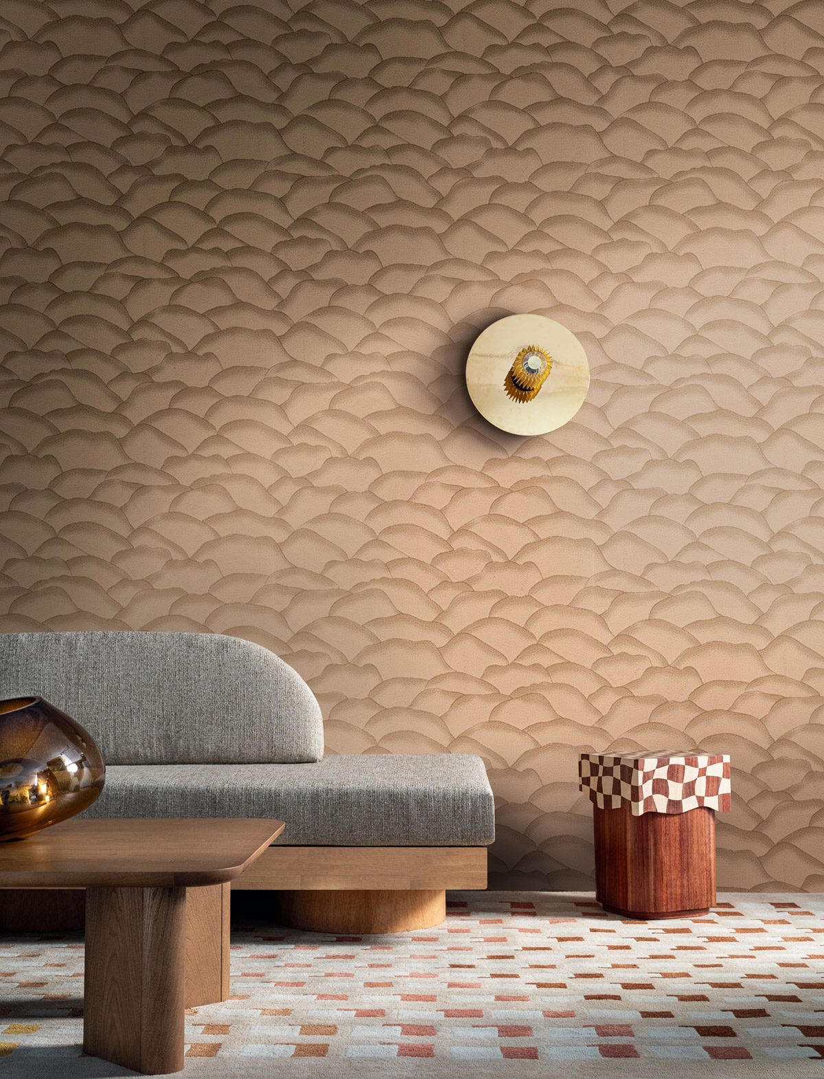 Papier peint Vagues Douces Ondula mordoré - Broderies de Casamance | Réf. CAS-76971426