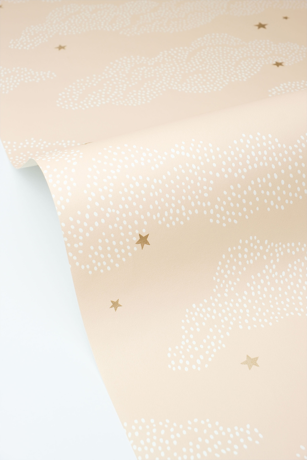 Papier peint Nuage Little Sky beige rose doré- Happy Kids Club de Casélio VAGUE | Réf. HKC107644428