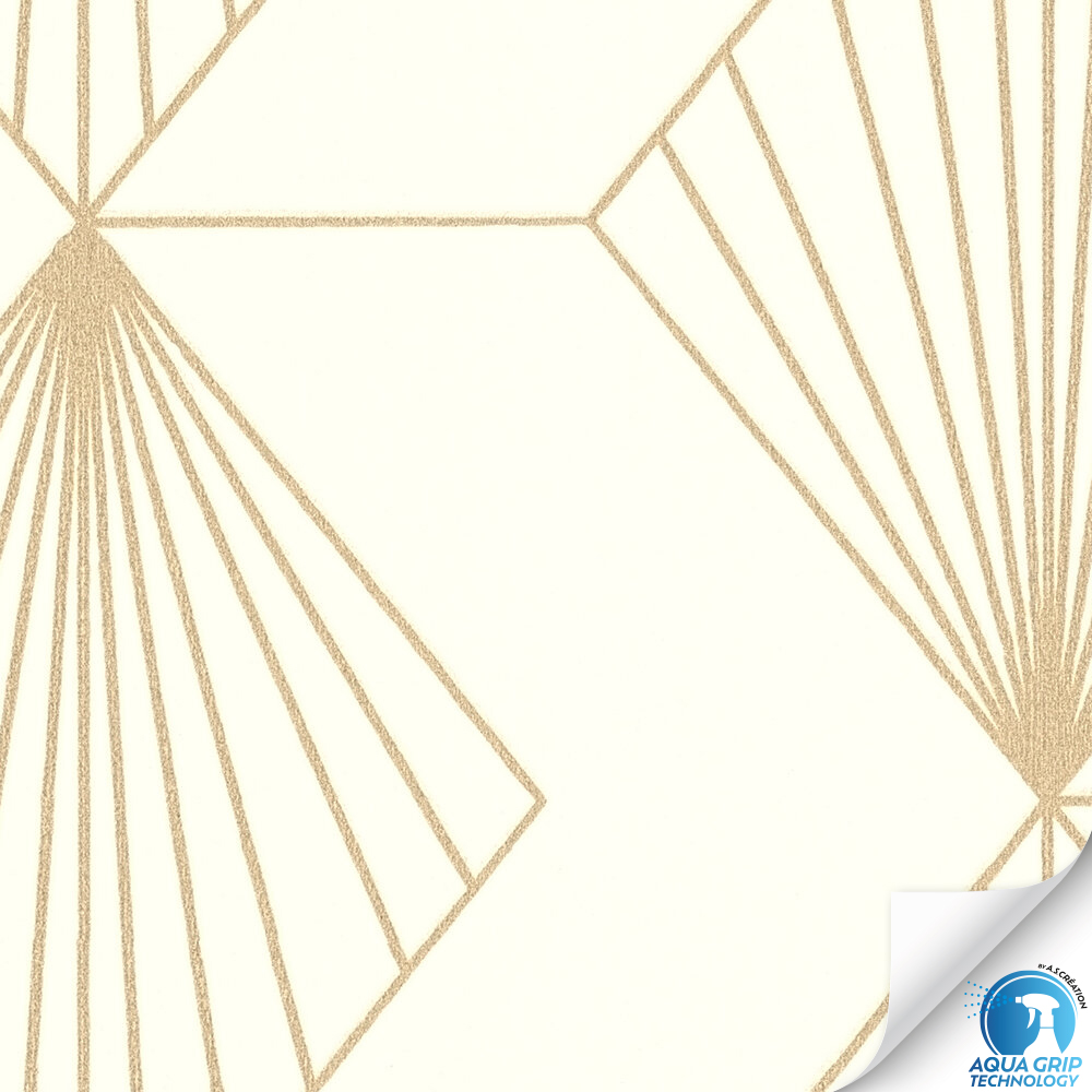 Papier peint préencollé Art Déco Diamond ivoire doré - Designdrop d'A.S. Création ZOOM | Réf. AS-784941