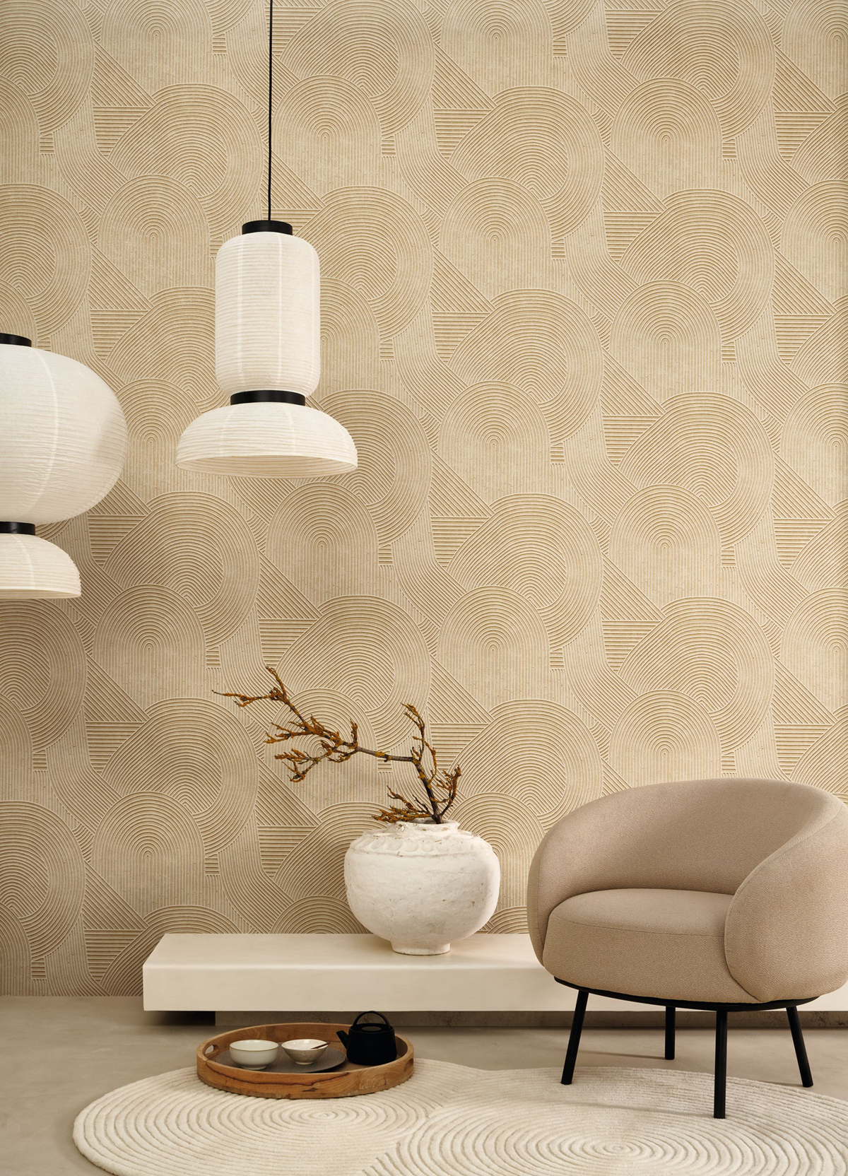 Papier peint Jardin des Pierres sable - Kyoto de Casadéco | Réf. KYTO88751850