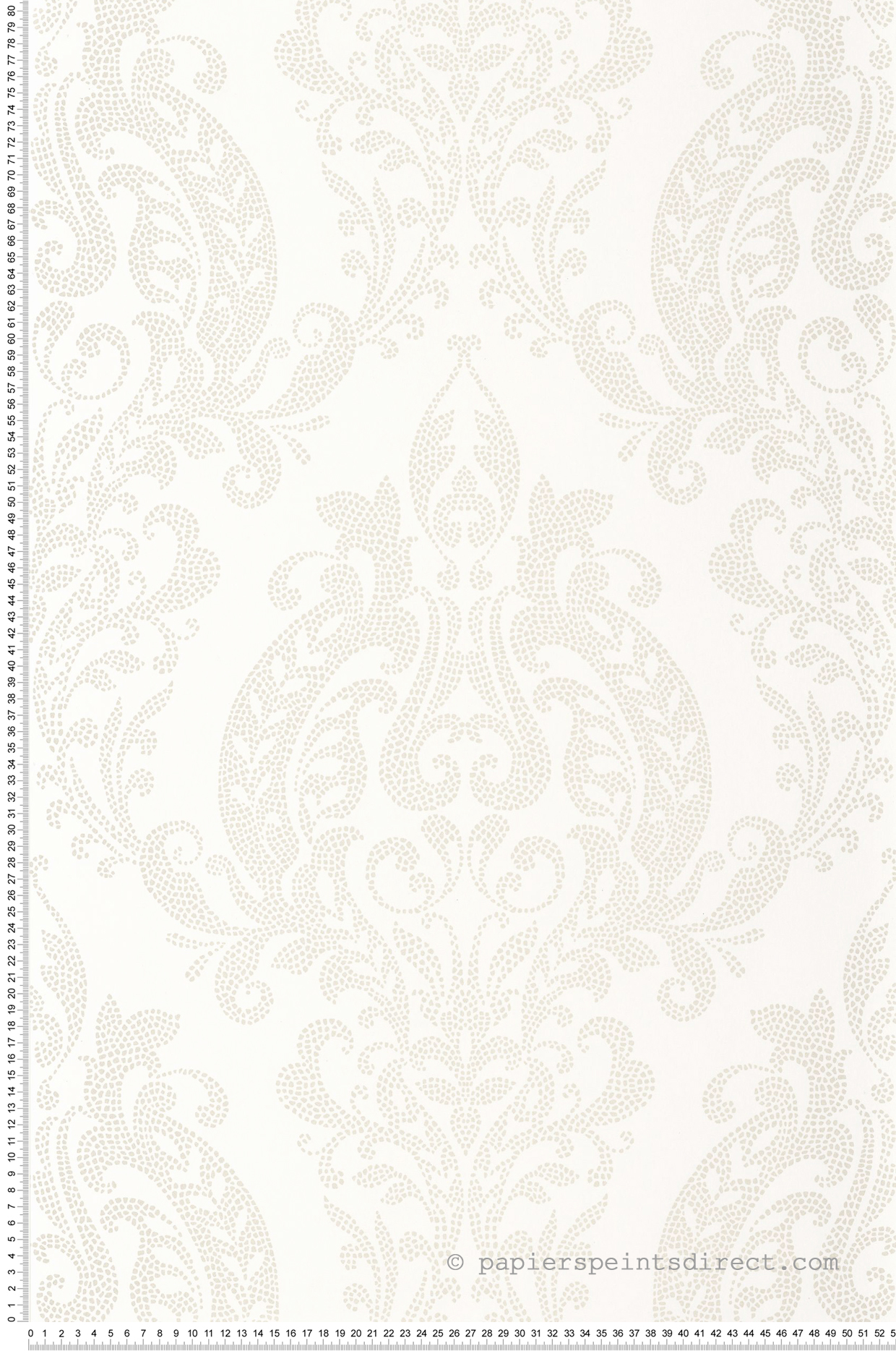 Papier peint Damassés Baroques Quintessence blanc nacré - Elixir de Casadéco | Réf. EXIR201990190