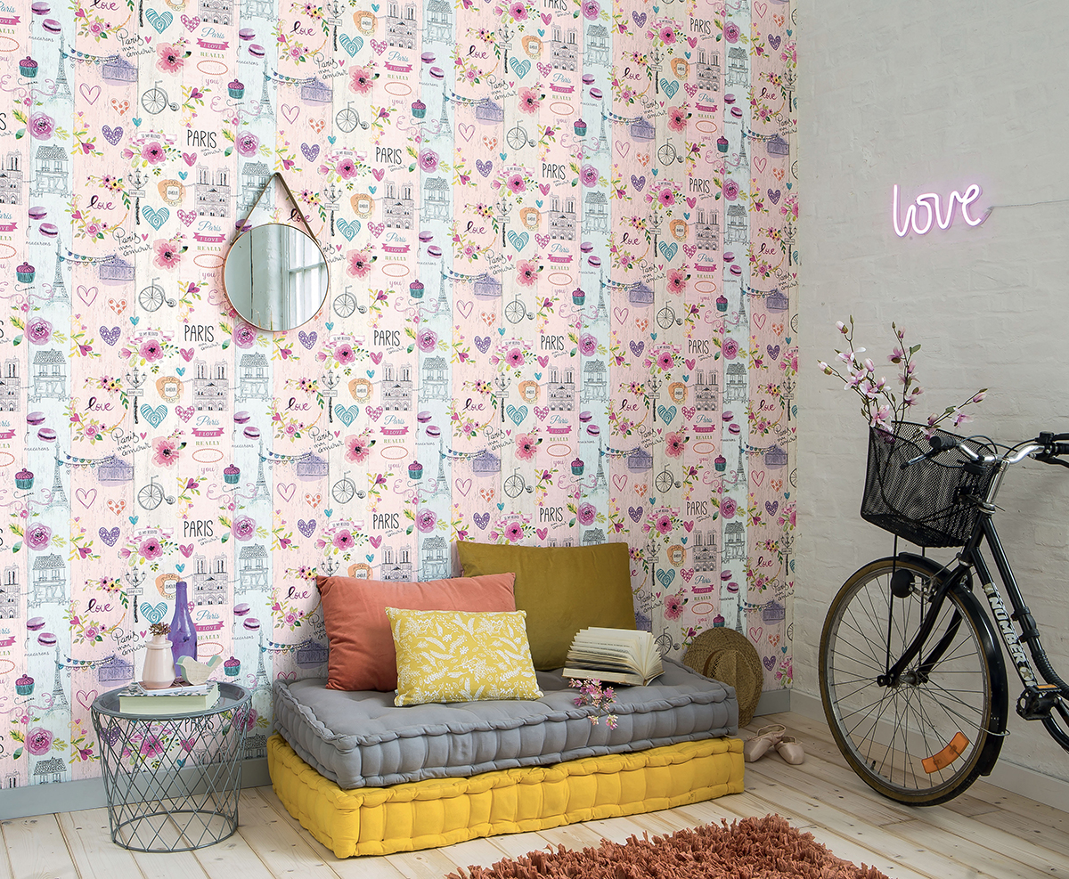 Papier peint Paris rose - Les Aventures de Lutèce | Réf. LTC-51164903