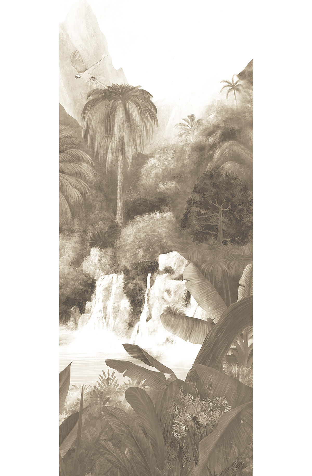 Papier peint panoramique Oasis Toucan sépia - D H260 - Wall Designs IV de Masureel | Réf. MAS-DG4TOU1014-260