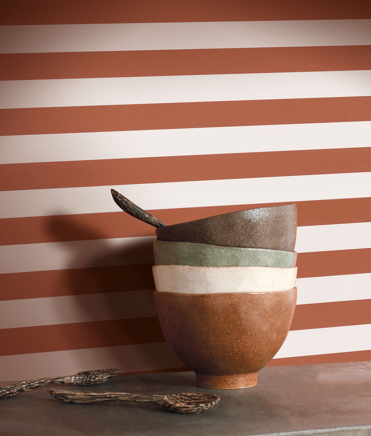 Papier peint à Rayures Olympes terre cuite - Méditerranée de Casadéco AMB2 | Réf. MEDI87438390