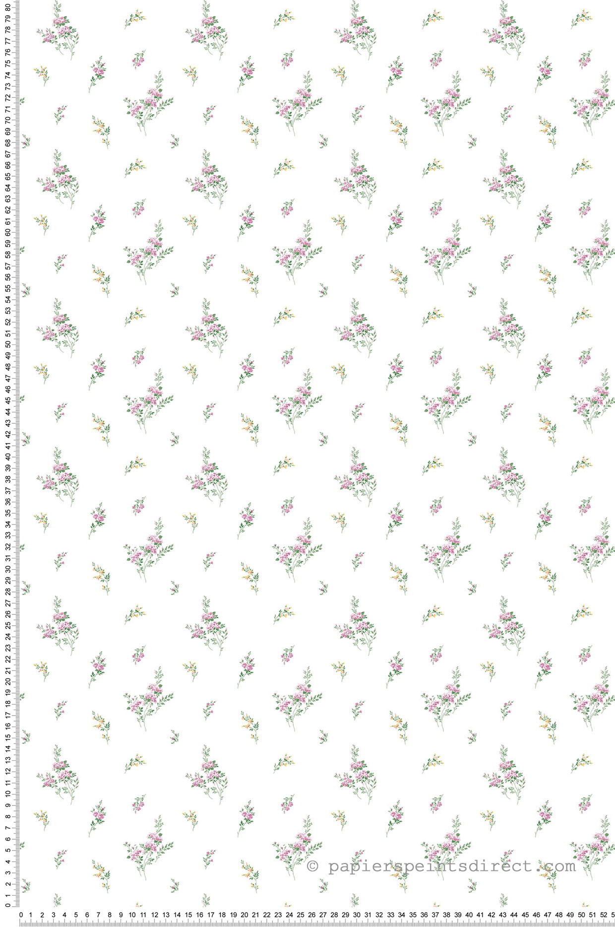 Papier peint fleurs Brindille rose/jaune - Miniatures de Lutèce | Réf. LTC-G67918