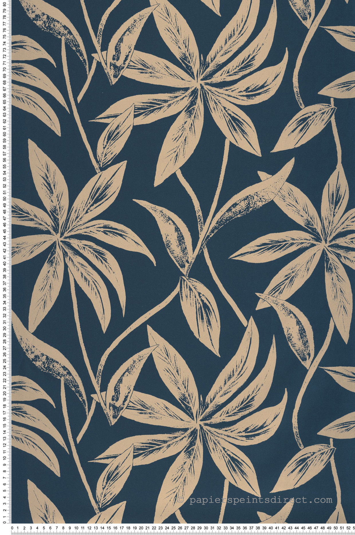 Papier peint Feuille Paradisio bleu nuit mordoré - L'Epopée de Casélio | Réf. EPO103706060