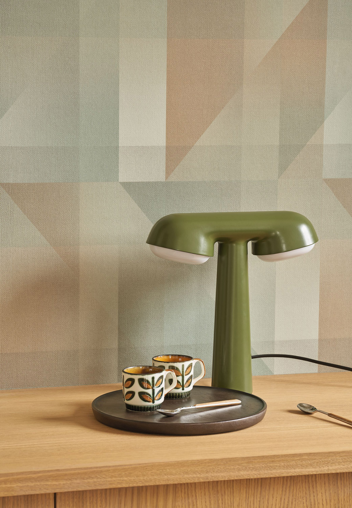 Papier peint Patchwork Géométrique Edward kaki - Carnaby Street de Casadéco AMB2 | Réf. CARN200507122