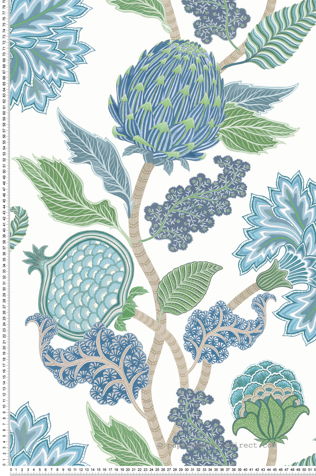 Papier peint Grenade Fleuri Cynara bleu - Ananda d'Osborne & Little | Réf. OSB-W8034-02