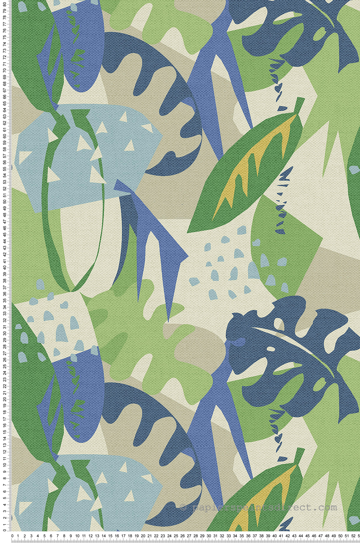 Papier peint Feuille Graphique Zylina vert bleu - Irisa d'Osborne & Little | Réf. OSB-W7852-01