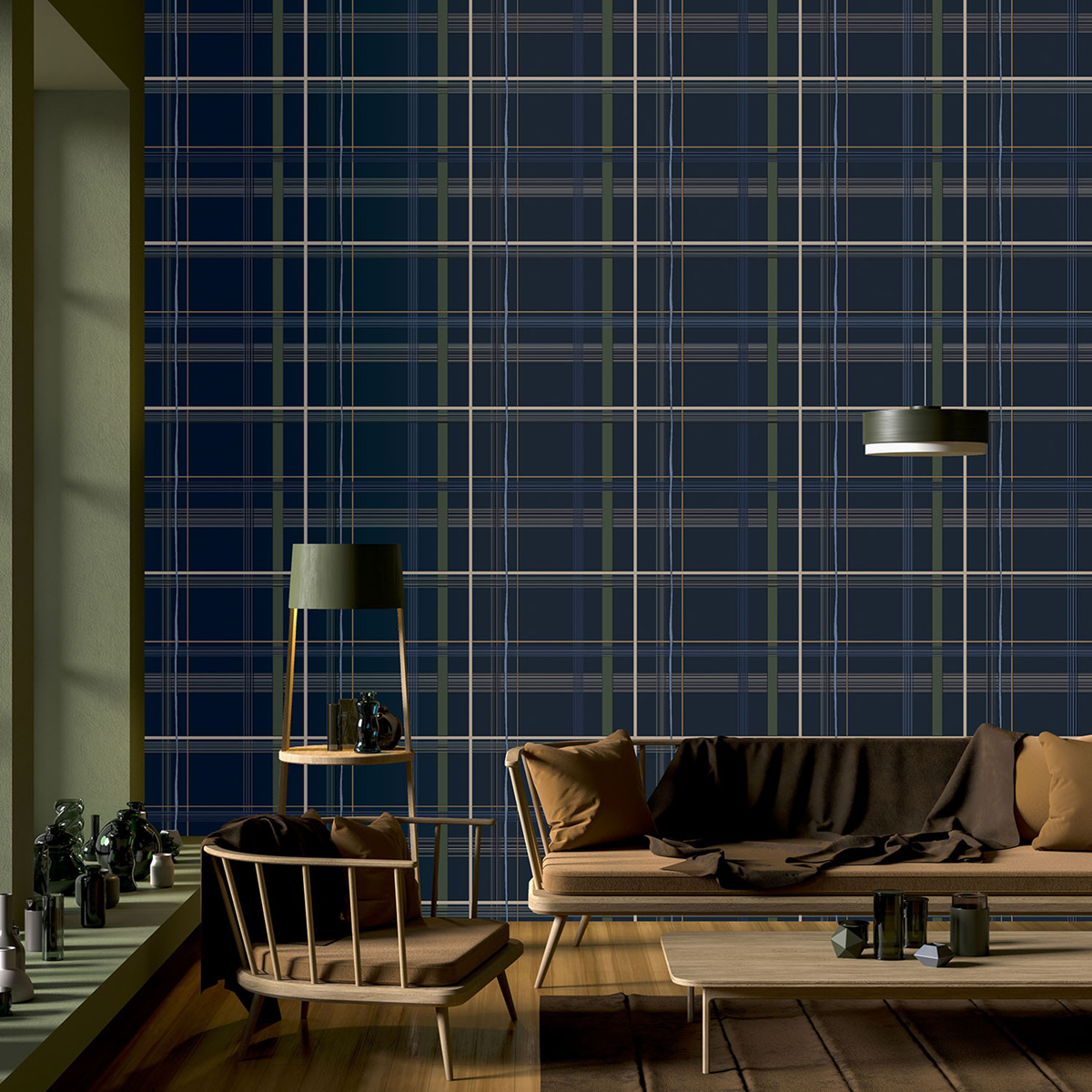 Papier peint Carreaux Ecossais bleu - Bensimon 2 de Lutèce AMB3 | Réf. LTC-51200801