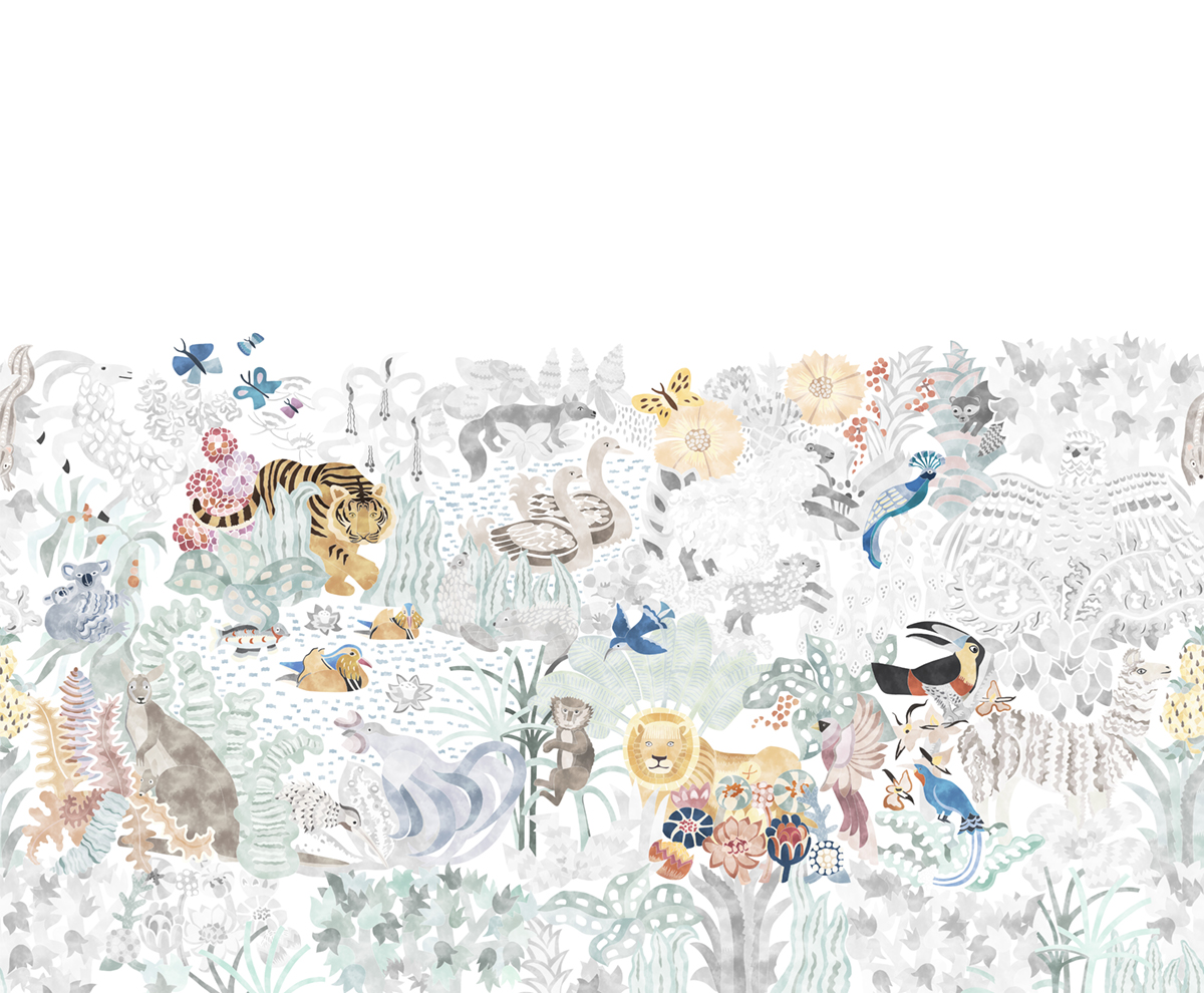 Papier peint panoramique Les 5 Continents Naturel A+B - 1/2/3/4/5/6/7/8 - Isidore Leroy