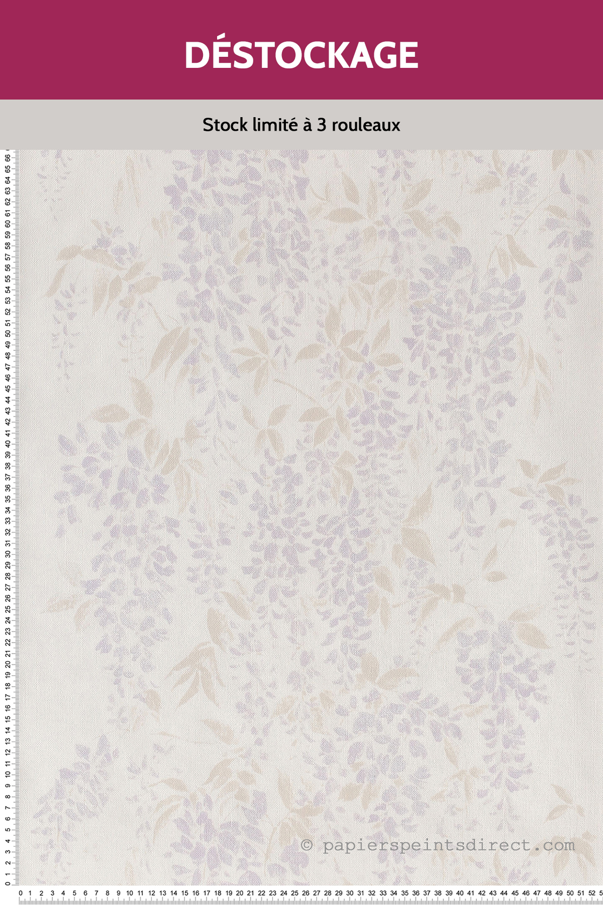 Papier peint Destockage - Glycine parme - Summertime