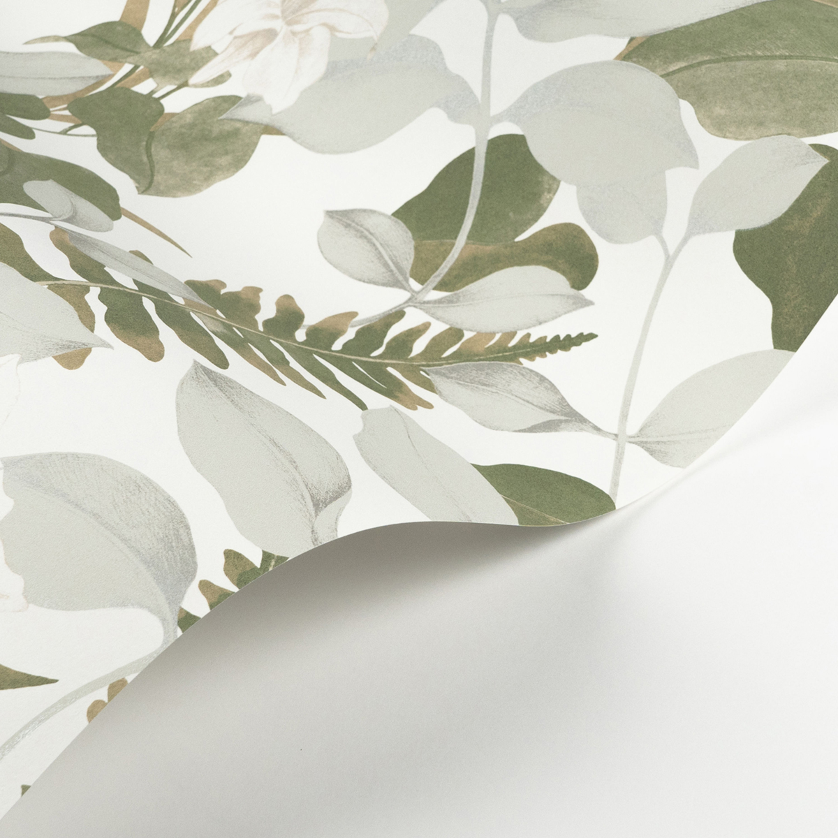 Papier peint Lys Feuille Royal Lily vert cendré argenté - Soliflore de Casadéco AMBV | Réf. SOLI200267212