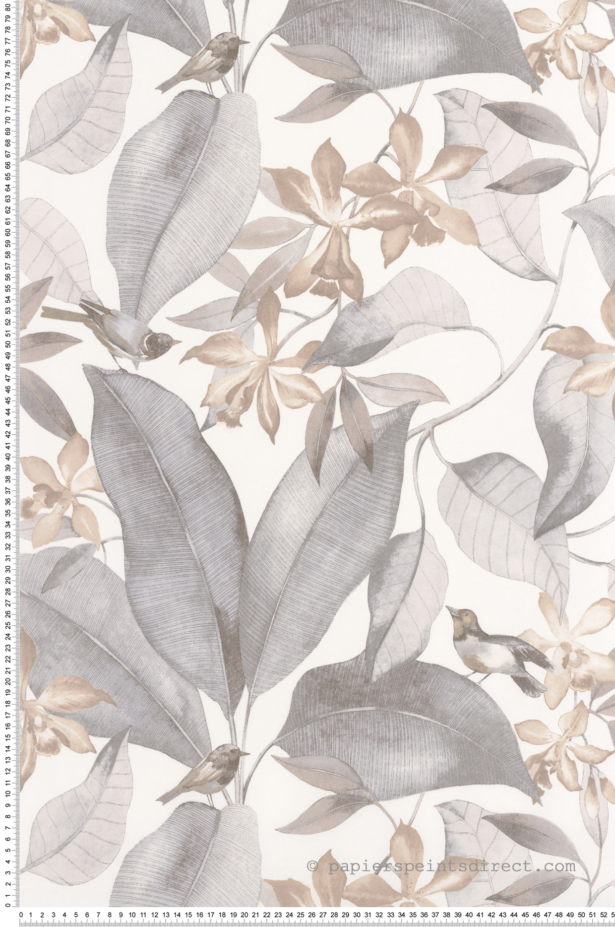 Papier peint Feuillage Bird Song gris - Delicacy de Casadéco | Réf. DELY85389242