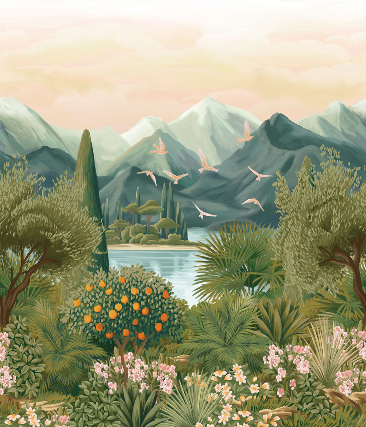 Papier peint panoramique Paysage Naturel vert L 265X310 - Reliefs de Casélio | Réf. RLF106337239