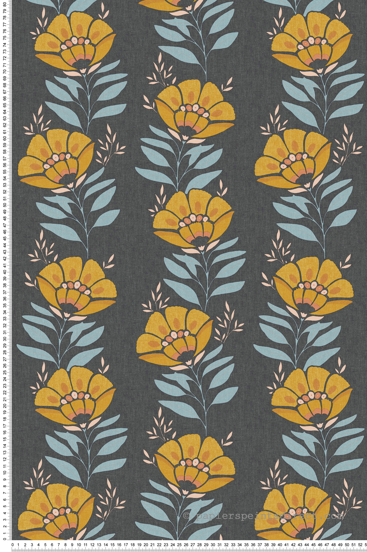 Papier peint Fleur Vagabonde noir - Bohème de Casélio | Réf. BOM103219255