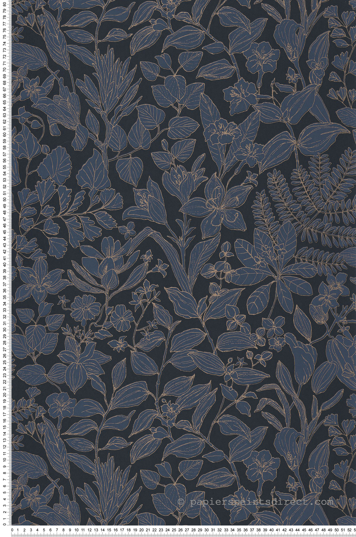 Papier peint Feuille Esquisse bleu nuit - Gardens de Casadéco | Réf. GADN87596983