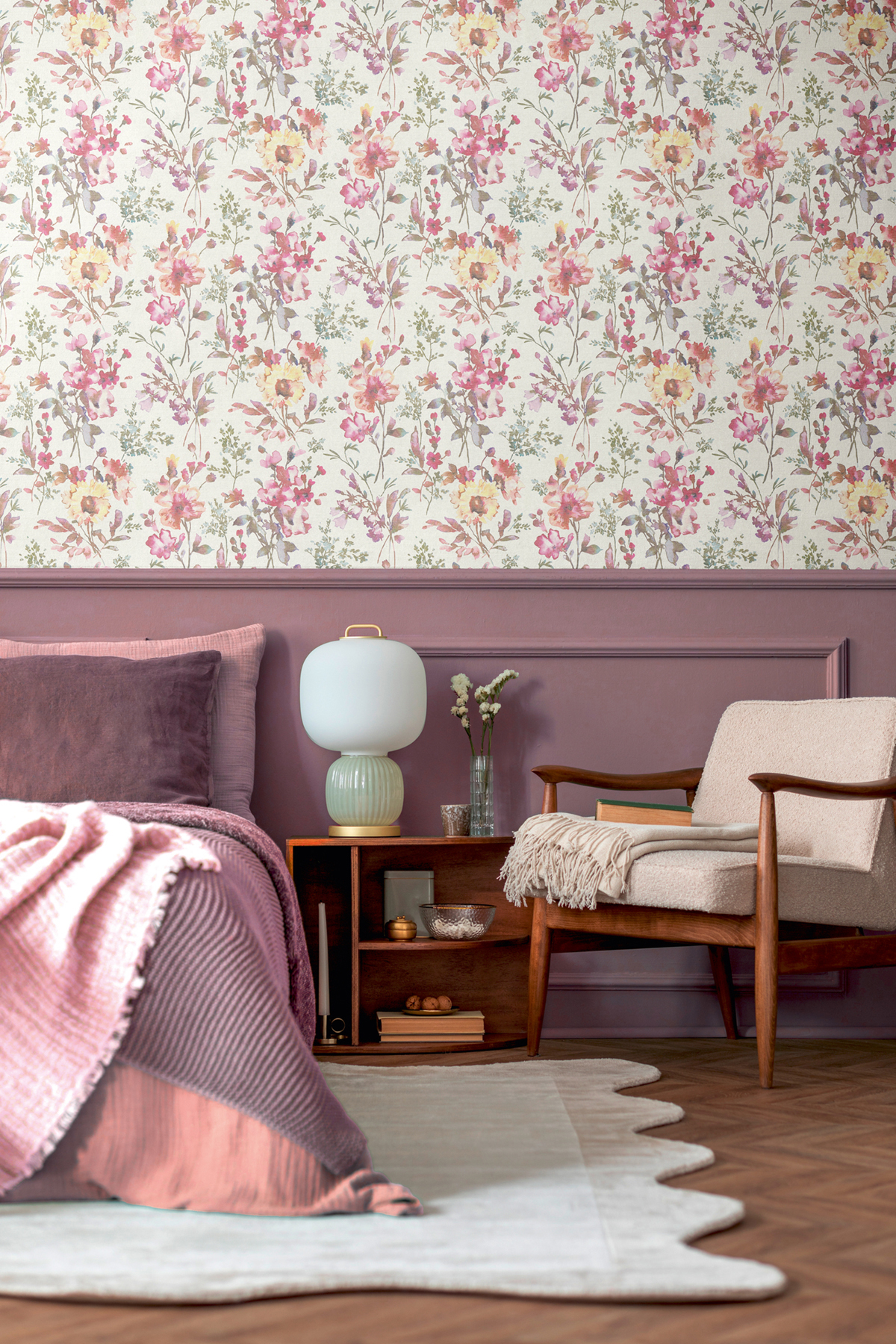 Papier peint Fleur Pétale Poetry blanc cassé doré - Cosmoliving d'A.S. Création AMB2 | Réf. AS-790611