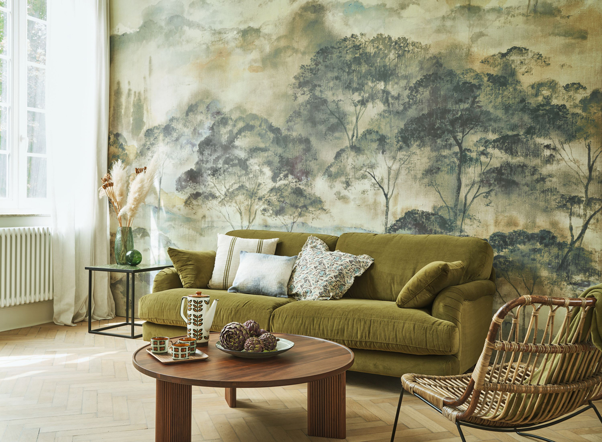 Papier peint panoramique Toile Forêt Vallombrosa L vert 400X310 - Riverside 4 de Casadéco | Réf. RIVI89577612