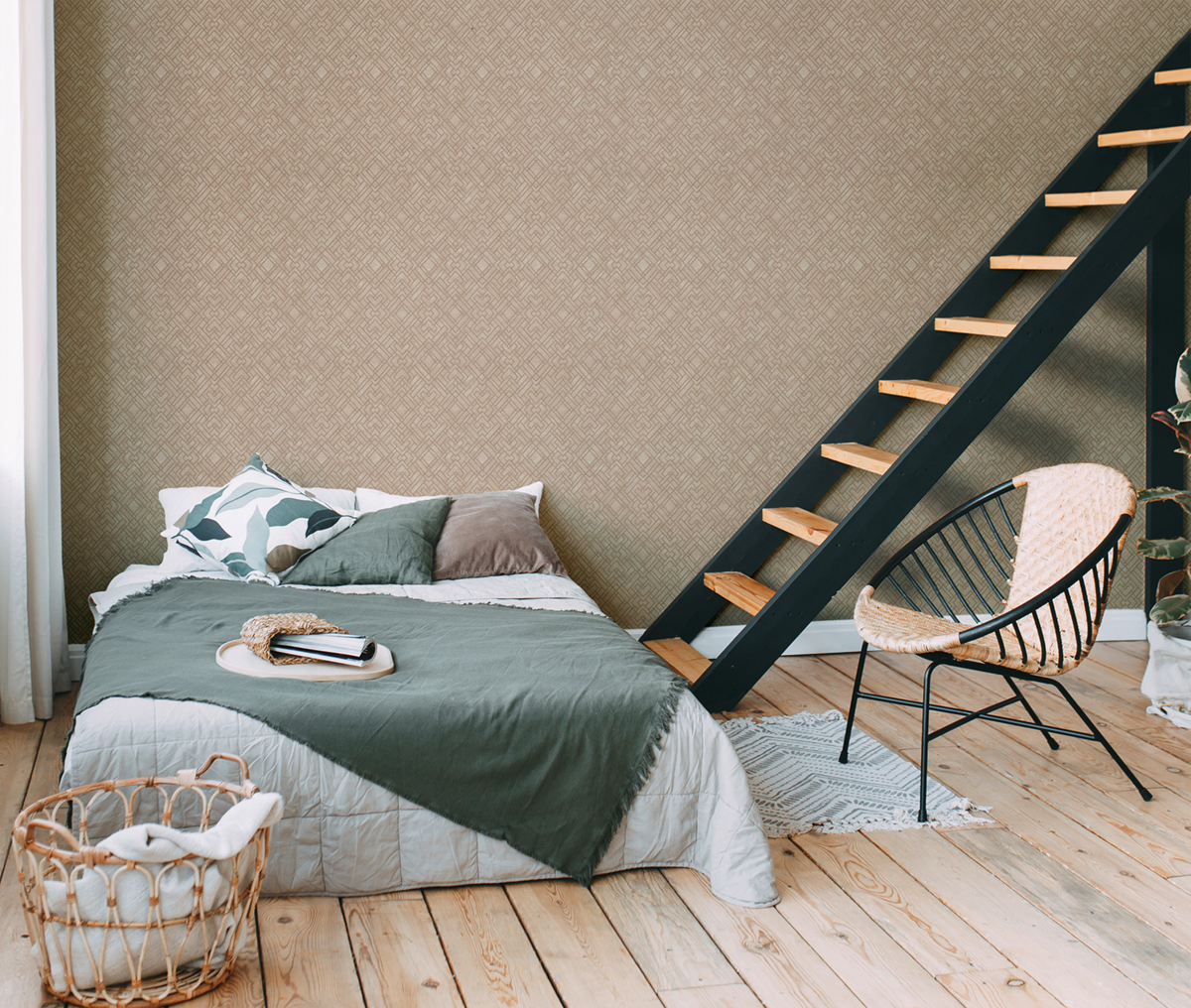 Papier peint Contemporain David beige doré - Metropolitan Stories 3 d'A.S. Création | Réf. AS-388283