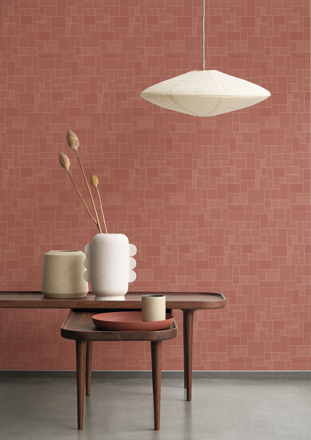 Papier peint Kensai rouge carmin doré - Kyoto de Casadéco | Réf. KYTO88768879