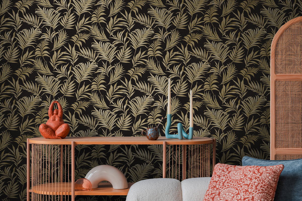 Papier peint Palmes Midnight Botanica noir doré - Cosmoliving d'A.S. Création AMB2 | Réf. AS-791086